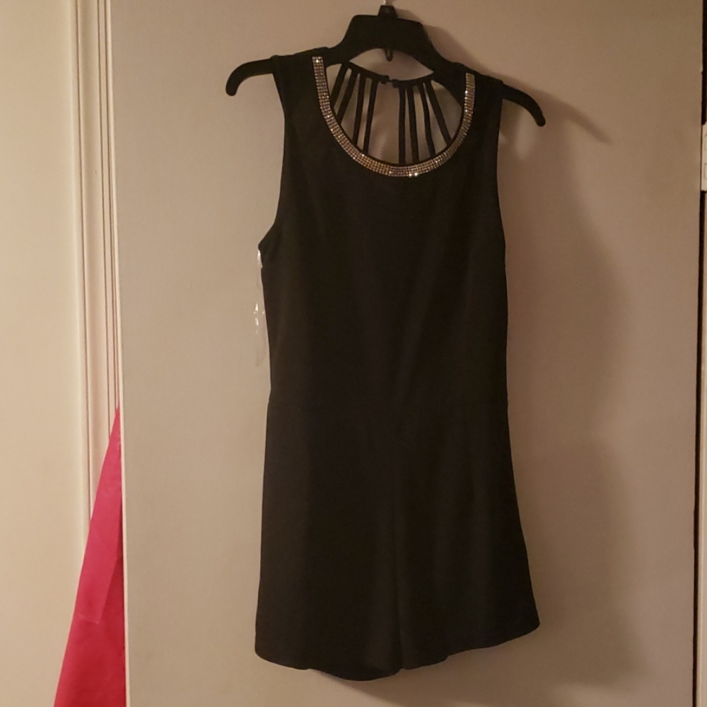 Black and gold short romper